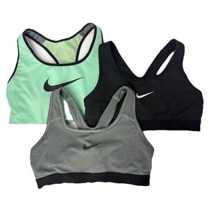 Nike Women's Sports Bra Dri-Fit Size Small Bundle Of 3 Seafoam Green Black Gray